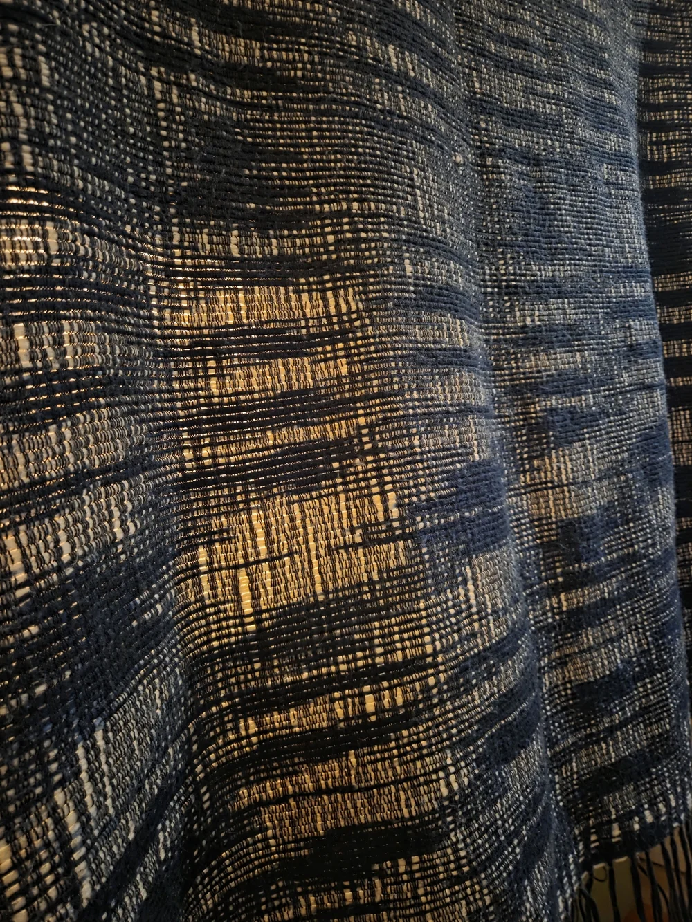 ​Lucky Brand Home Blue Cream Chunky Slub Woven Boho Fringe Throw Blanket 50x70